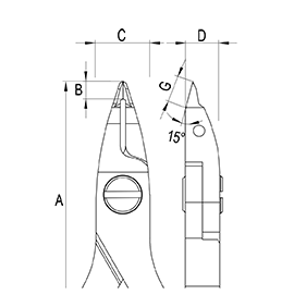 Oblique Micro Tip 15° Ergo-tek Cutters  diagram